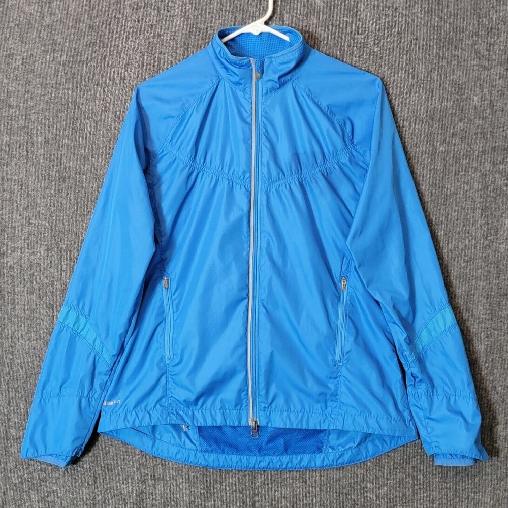 Nike Fit Storm Jacket Womens Medium Blue Full Zip Lightweight Vented Running